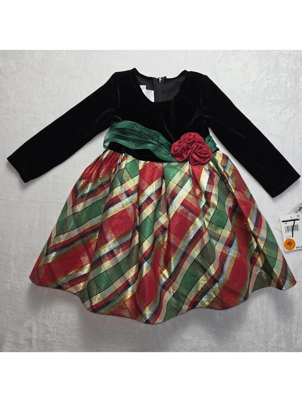Iris & Ivy Toddler Girls' Holiday Velvet and Plaid Dress